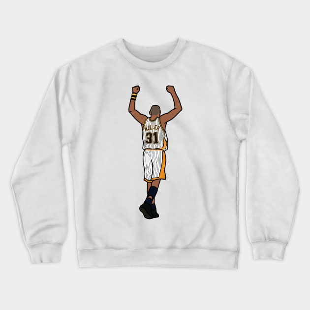 Reggie Miller Throwback Celebration Indiana Pacers NBA Crewneck Sweatshirt by xavierjfong